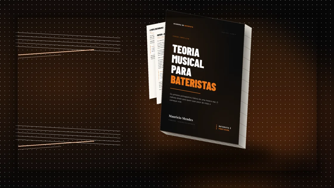 Apostila de Teoria Musical para Bateristas com páginas de partitura e exercícios