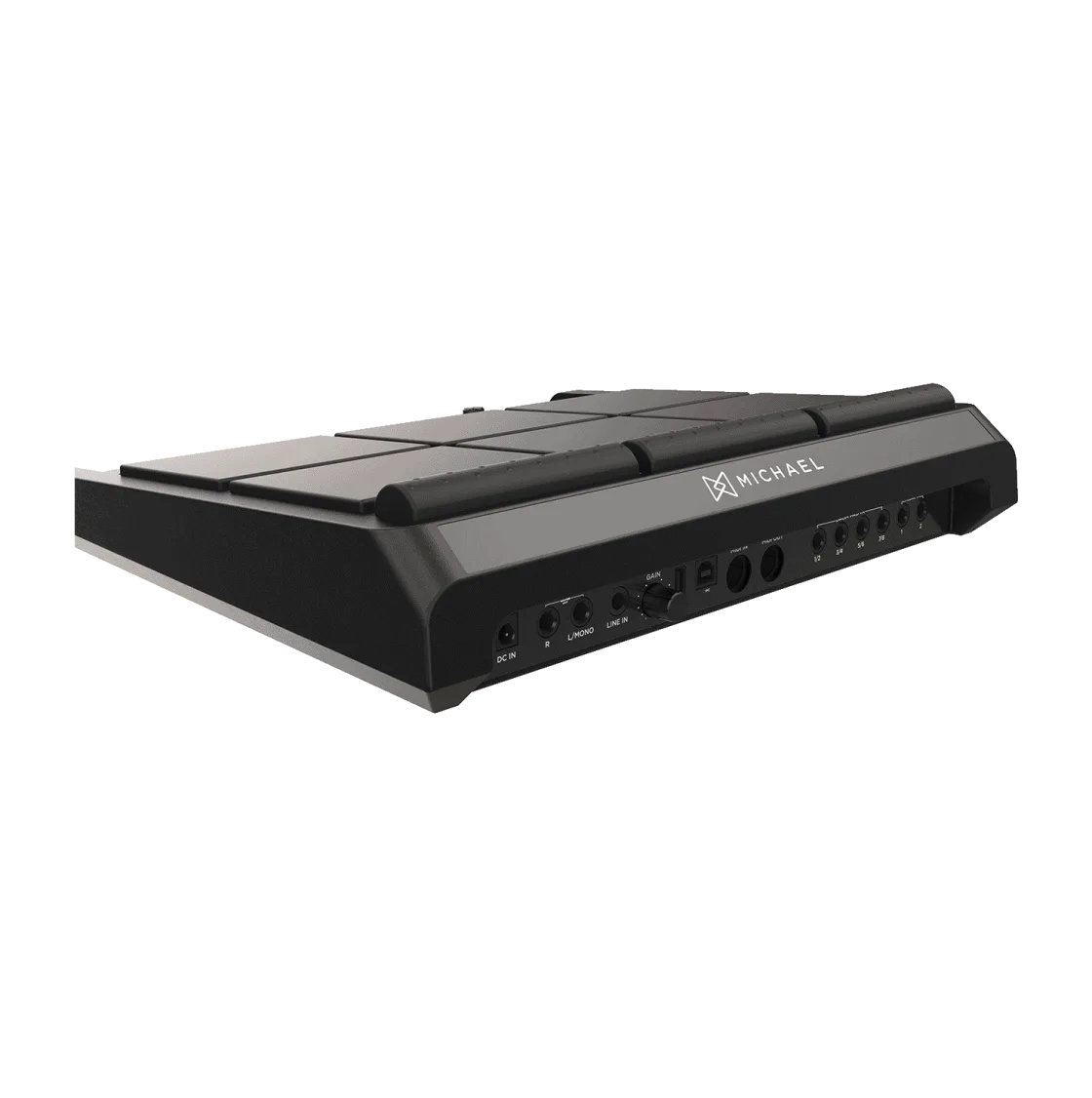 Detalhe do painel de conexões do Michael DMX630